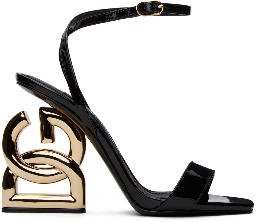 Dolce & gabbana patent leather sandals with logo heel hot sale