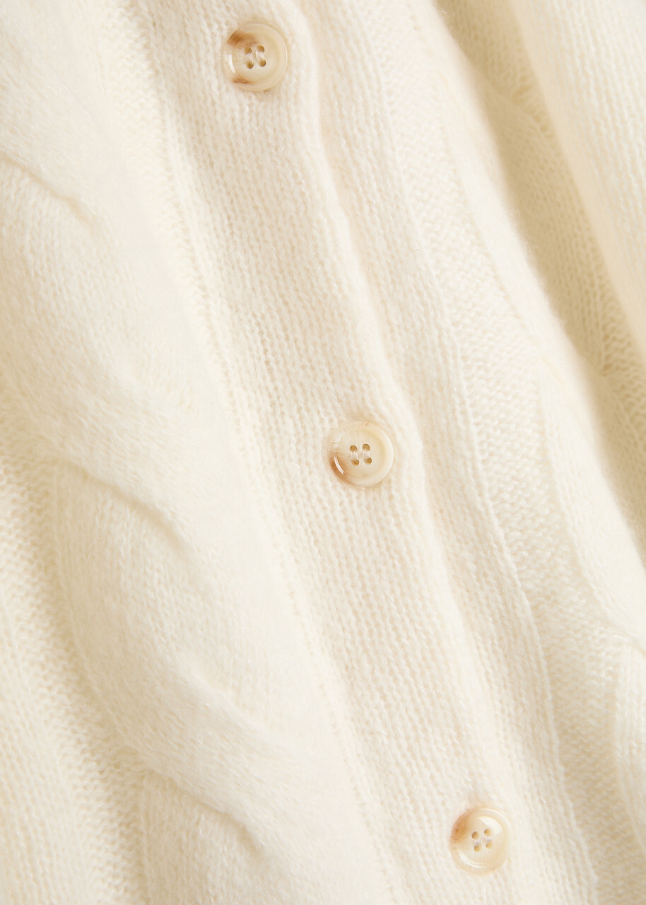 Lisa Yang Gwyneth Cable-knit Cashmere and Silk-blend Cardigan Cream