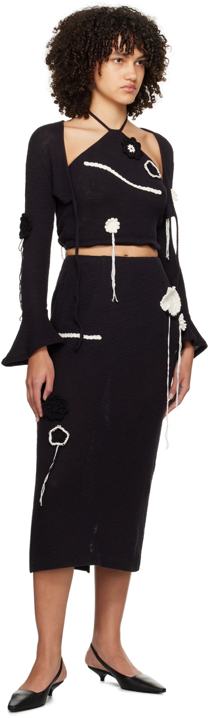 Kijun - Spiral Crochet Top - Black main image 0