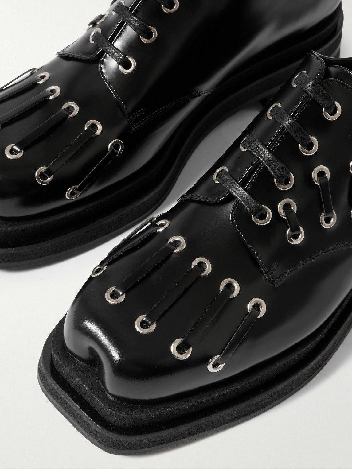 Simone Rocha - Eyelet-Embellished Glossed-Leather Brogues