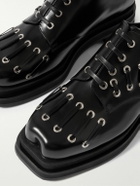 Simone Rocha - Eyelet-Embellished Glossed-Leather Brogues - Black
