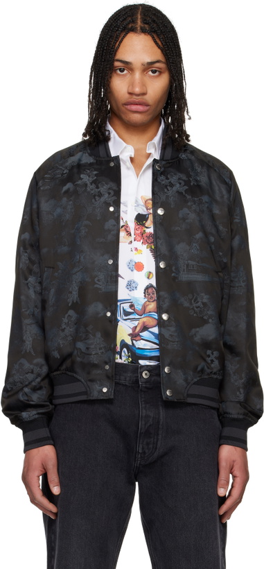 Photo: Off-White Black Fresco Souvenir Varsity Bomber Jacket