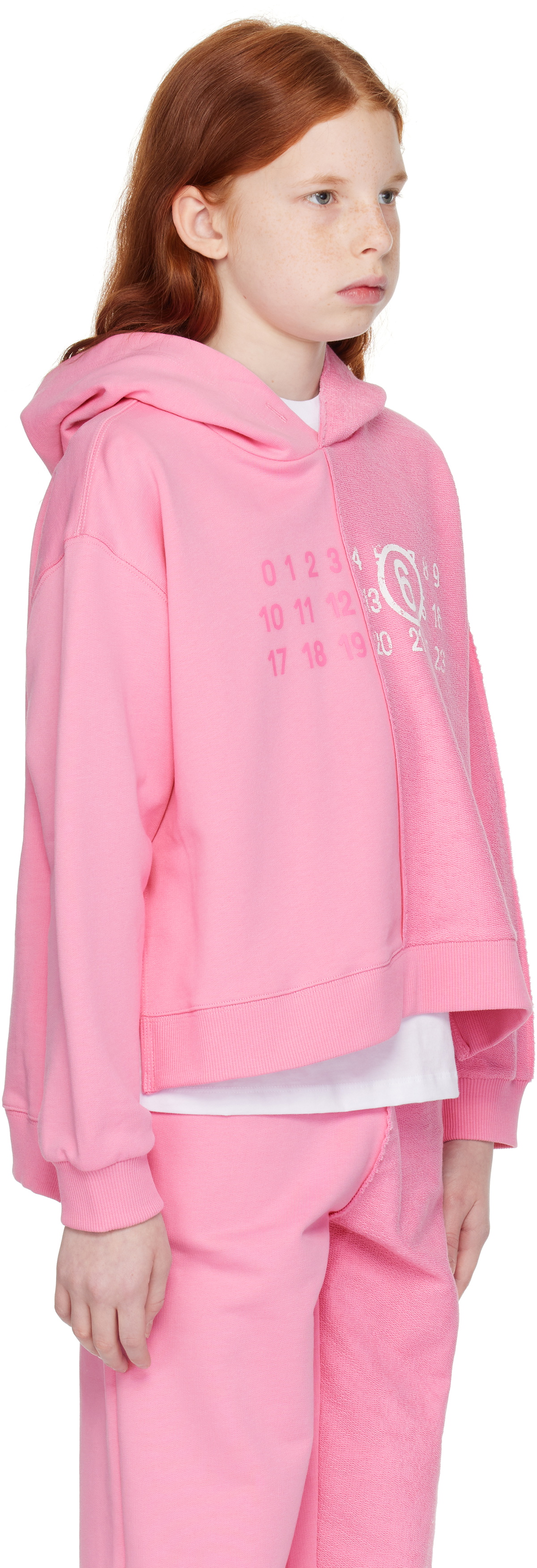 MM6 Maison Margiela Kids Pink French Terry Hoodie MM6 Maison Margiela