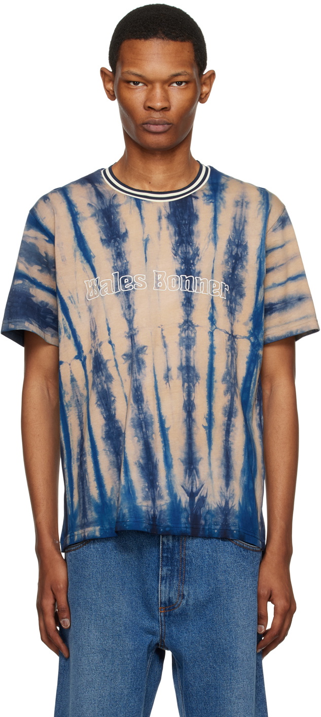 Wales Bonner Blue & Beige Tie-Dye T-Shirt Wales Bonner