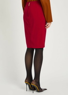 Saint Laurent Woven Midi Skirt Red