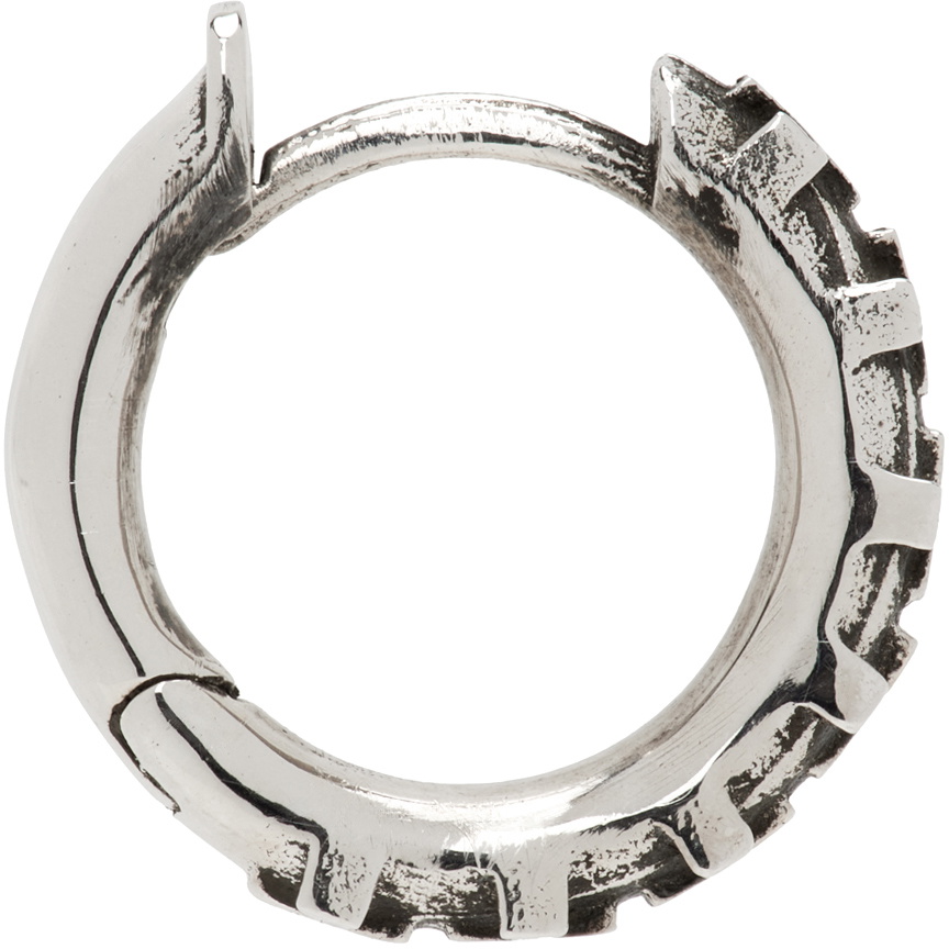 Enfants Riches Deprimes モノグラムシングルイヤリング Enfants Riches Déprimés Silver Iron Cross Single Hoop Earring