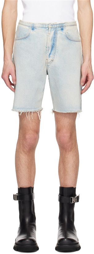 Photo: Givenchy Blue Raw Edge Denim Shorts