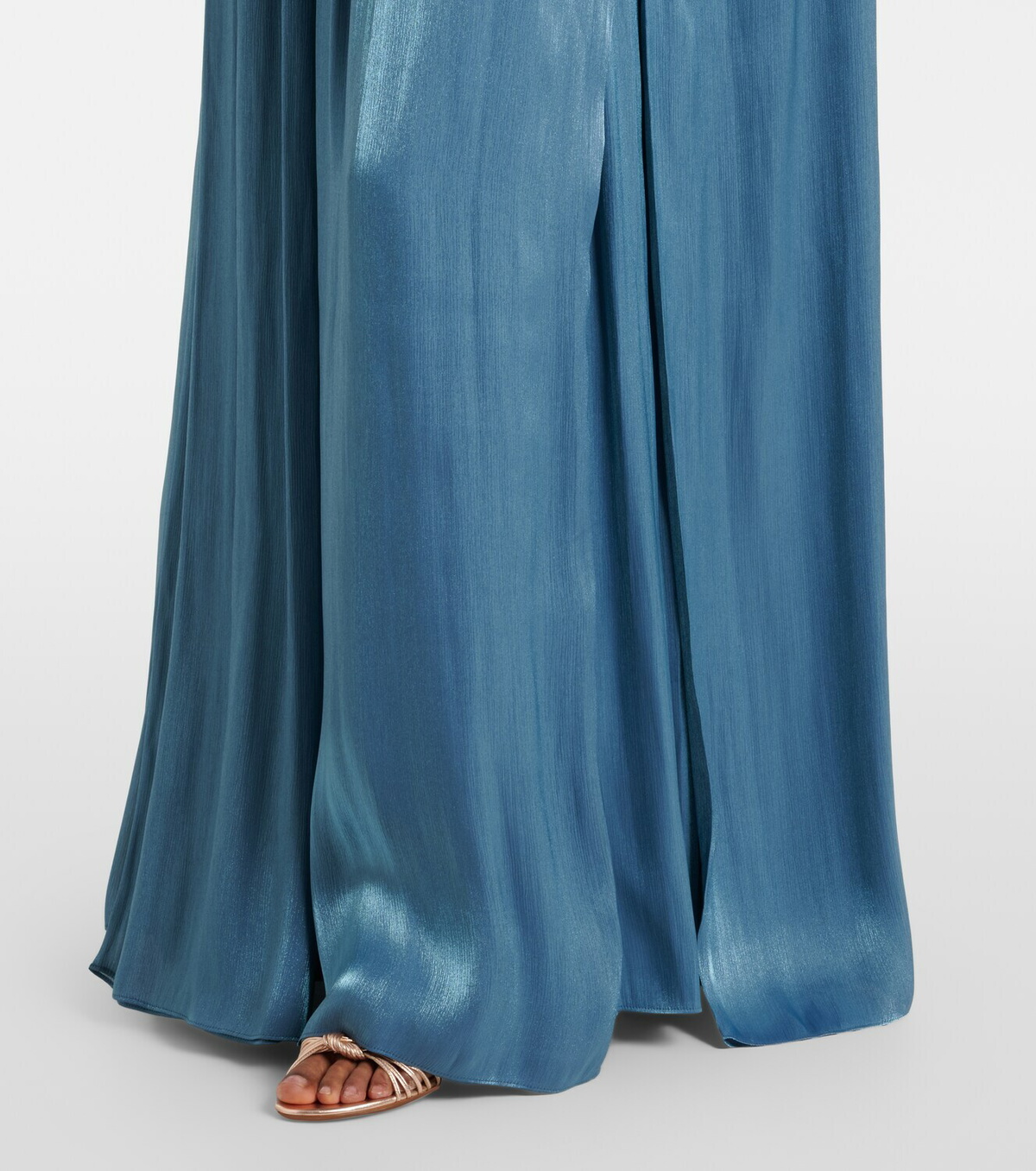 Costarellos Embellished pleated caped bustier gown