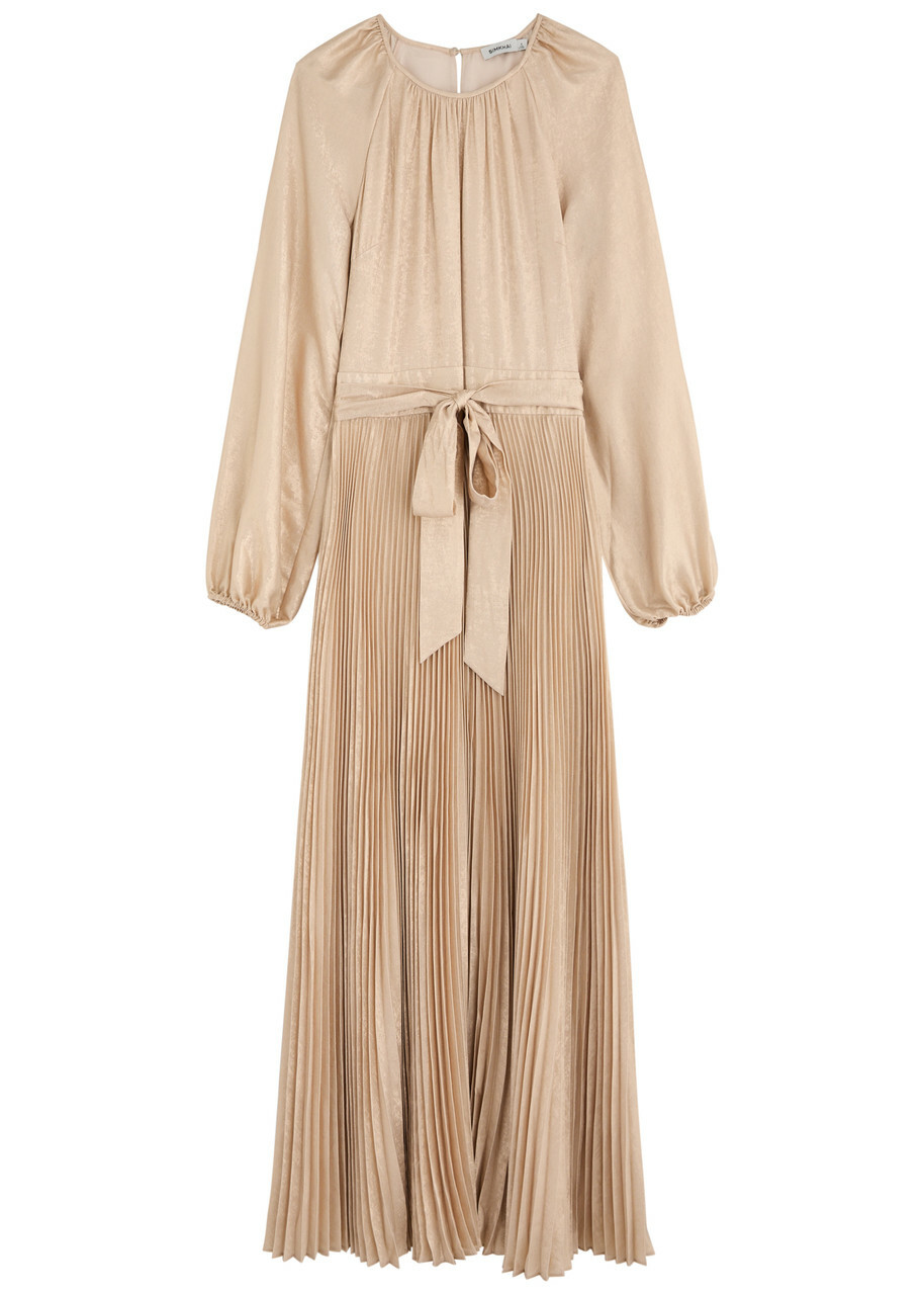 Jonathan Simkhai Varenya Belted Metallic Maxi Dress Gold
