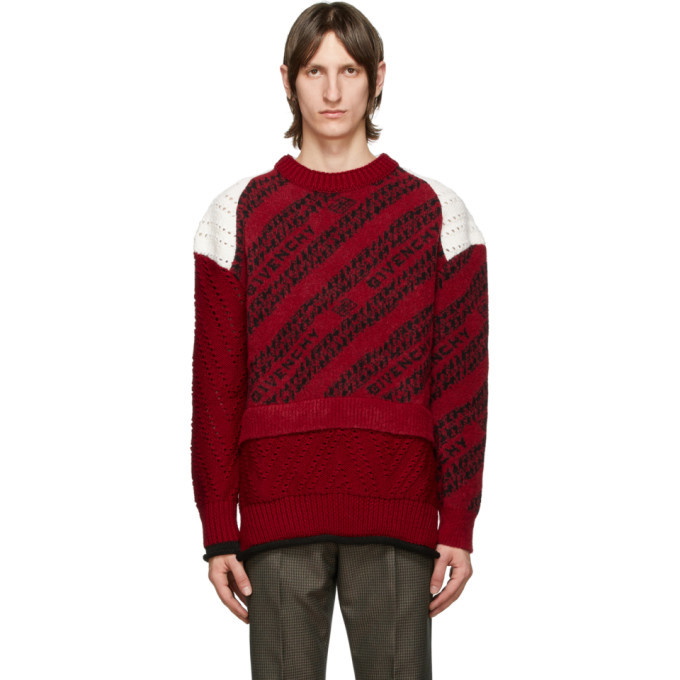 Photo: Givenchy Red and White Chain Patchwork Sweater