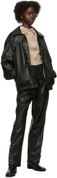 TheOpen Product Black Faux-Leather Bomber Jacket