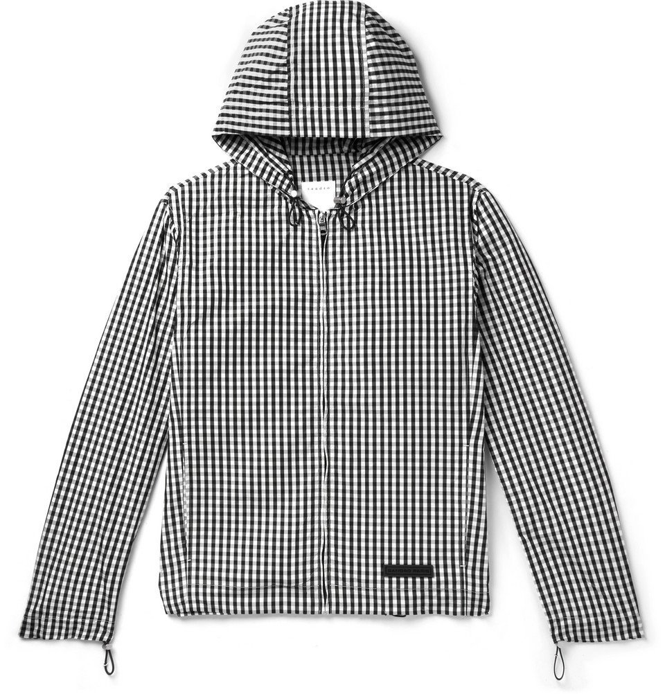 Sandro - Gingham Shell Hooded Jacket - Black Sandro