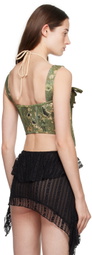 Raga Malak Green Printed Denim Corset