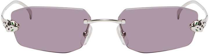 Photo: Cartier Silver 'Panthère de Cartier' Sunglasses