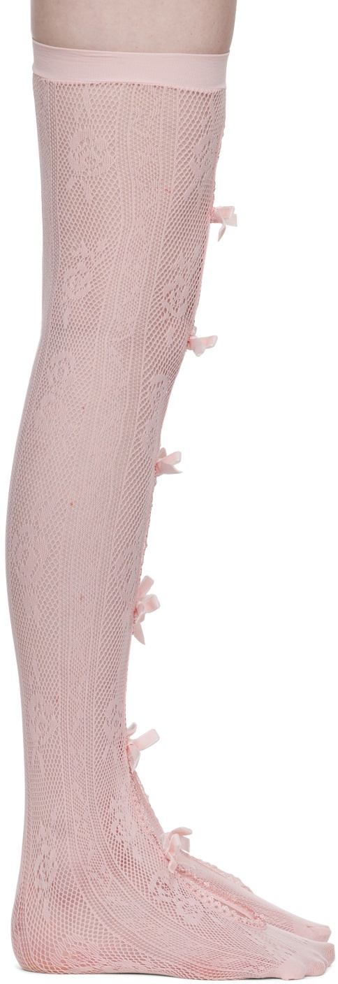 Photo: Nodress SSENSE Exclusive Pink Bow Lace High Socks