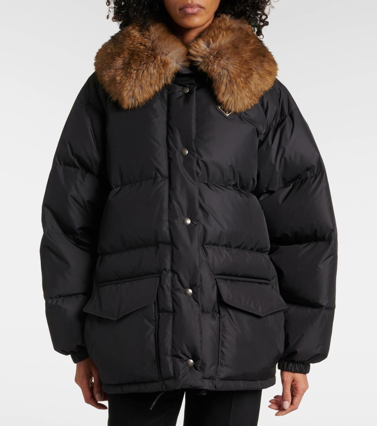 Prada Faux fur-trimmed down jacket
