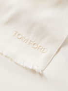 TOM FORD - Fringed Logo-Embroidered Silk Scarf