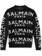 Balmain - Logo-Intarsia Cotton-Blend Sweater - Black