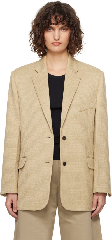 Photo: RECTO Beige Oversize Single Breasted Tweed Blazer