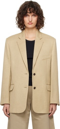 RECTO Beige Oversize Single Breasted Tweed Blazer