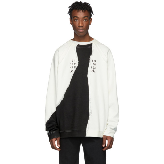 Photo: Maison Margiela Off-White and Black Tear Sweatshirt