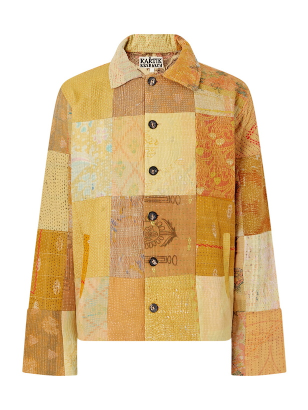 Photo: Kartik Research - Vintage Kantha Patchwork Quilted Cotton-Voile Jacket - Yellow