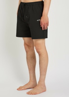 Les Deux Logo-embroidered Seersucker Swim Shorts Black