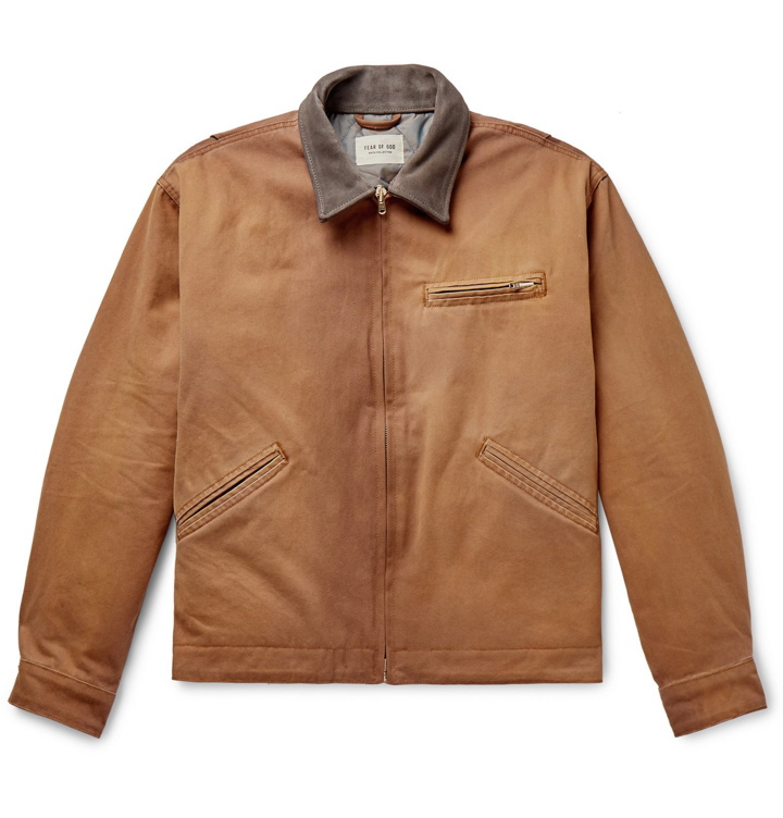 Photo: Fear of God - Suede-Trimmed Cotton-Canvas Jacket - Brown