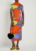 Pleats Please Issey Miyake Printed Pleated Woven top Red