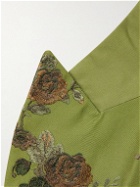 ERDEM - Edward Floral-Embroidered Cotton-Drill Blazer - Green