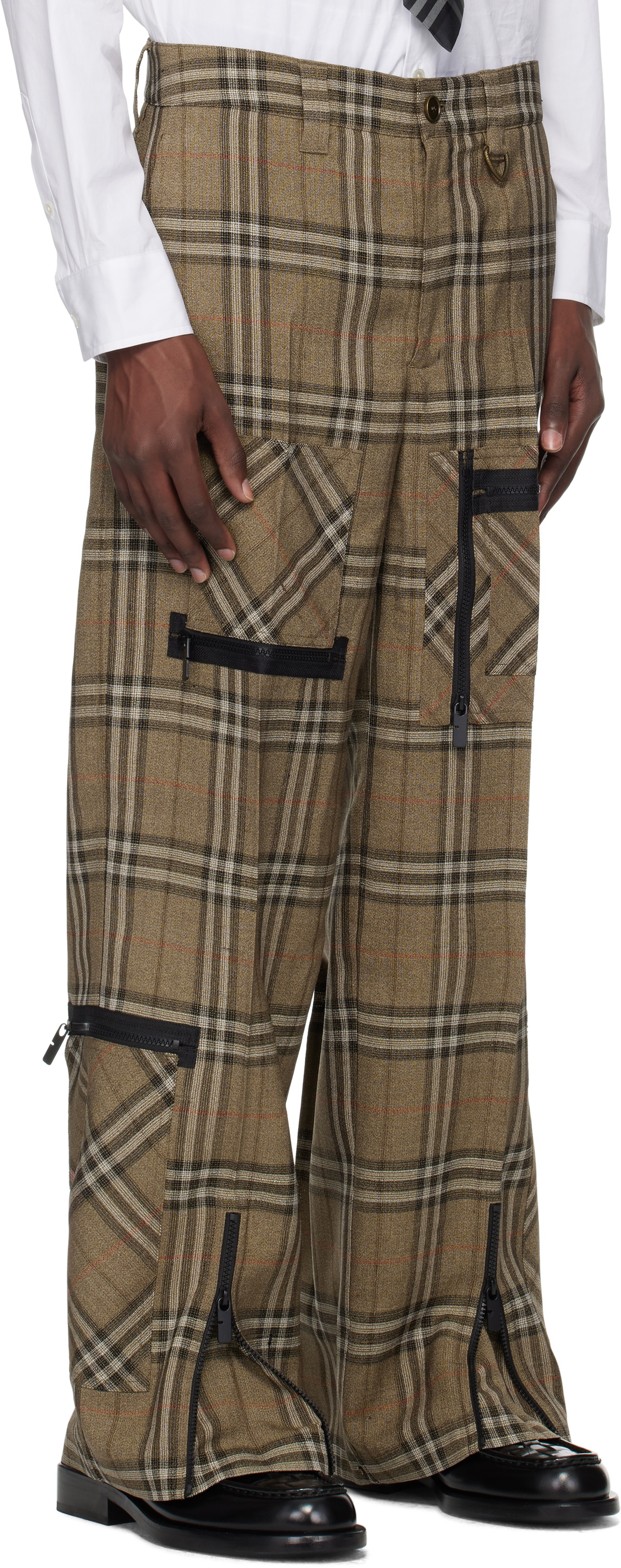 Burberry Brown Check Silk Blend Cargo Pants