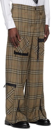 Burberry Brown Check Silk Blend Cargo Pants