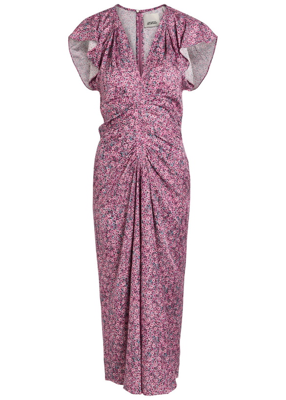Photo: Isabel Marant Lindsay Floral-print Woven Midi Dress Pink