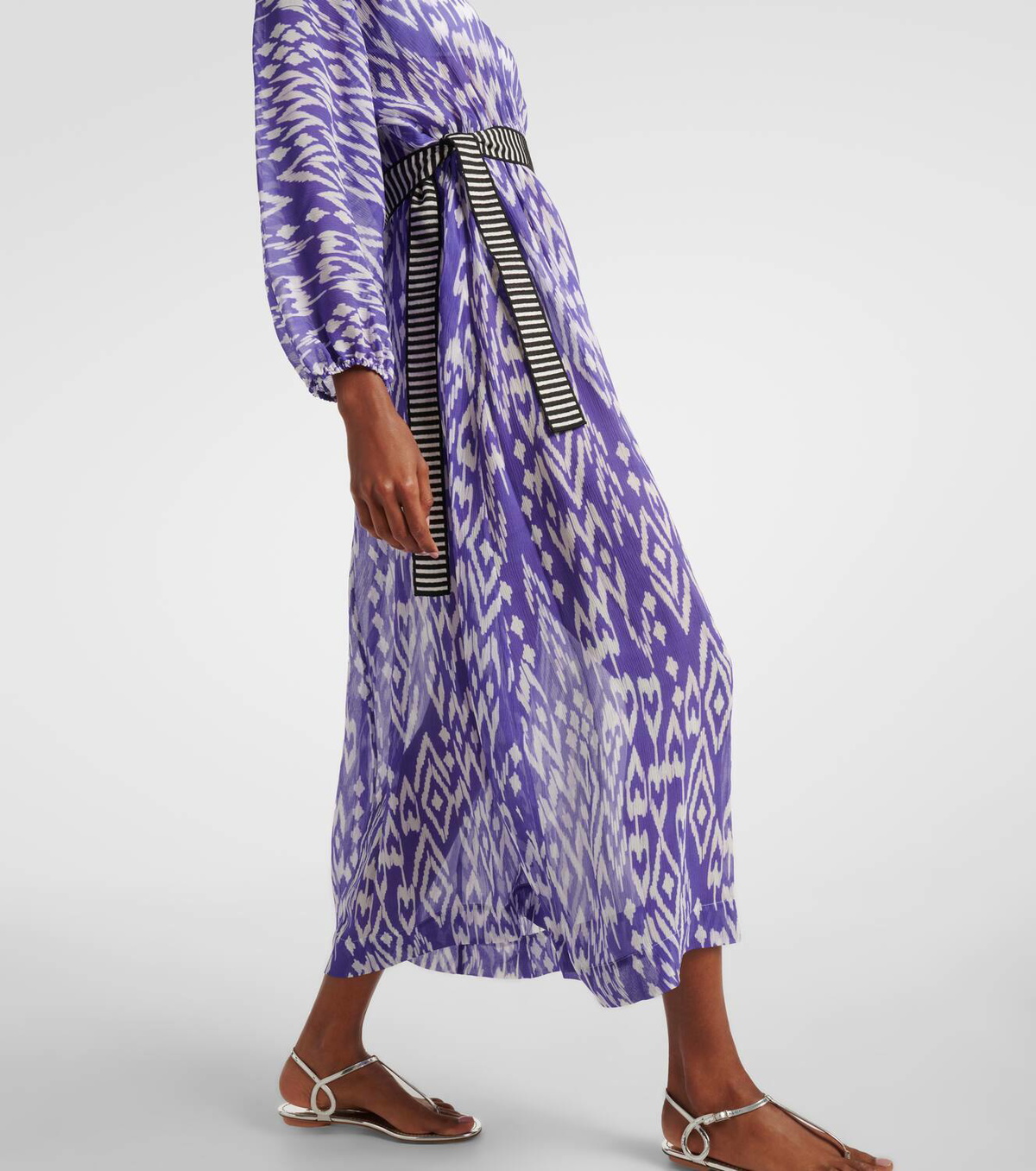 Eres Sky belted printed crêpe midi dress