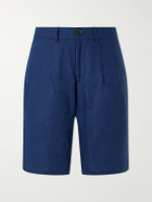 Oliver Spencer - Coney Straight-Leg Pleated Linen Shorts - Blue