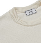 AMI - Oversized Logo-Appliquéd Cotton-Blend Sweater - White