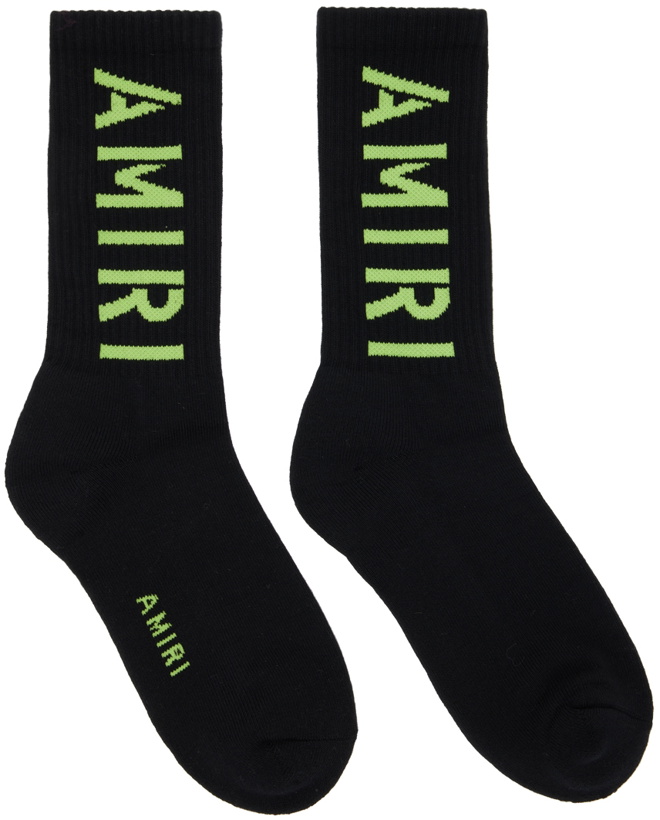 Photo: AMIRI Black & Green Stencil Socks