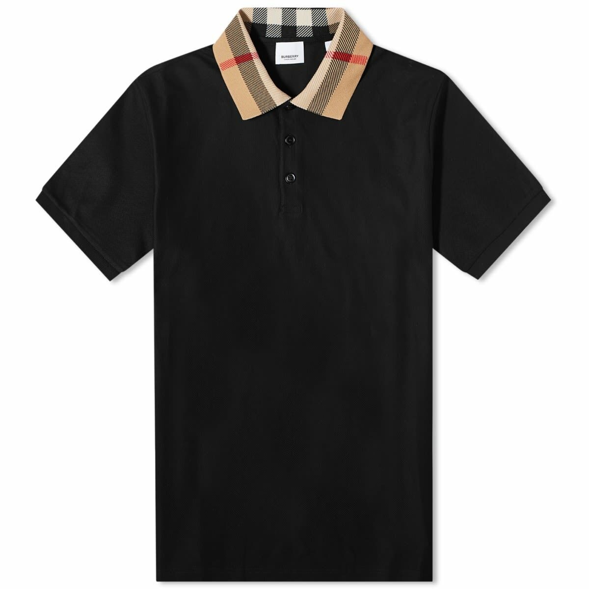 Burberry Men's Cody Check Collar Polo Shirt in Black Burberry