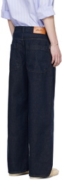 AFTER PRAY Navy Pleated Jeans