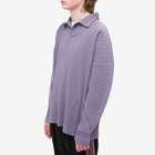 Homme Plissé Issey Miyake Men's Pleated Long Sleeve Polo Shirt in Purple Grey
