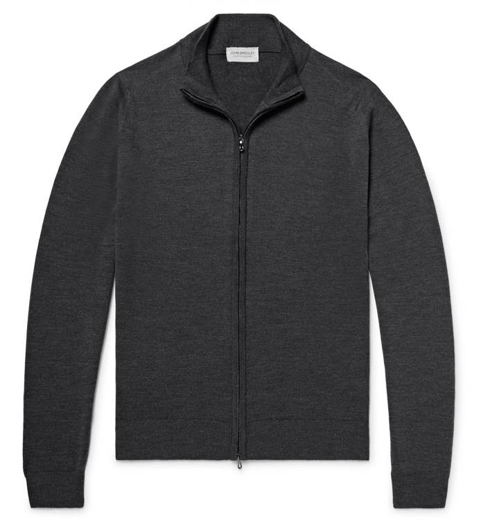 Photo: John Smedley - Claygate Merino Wool Zip-Up Cardigan - Gray