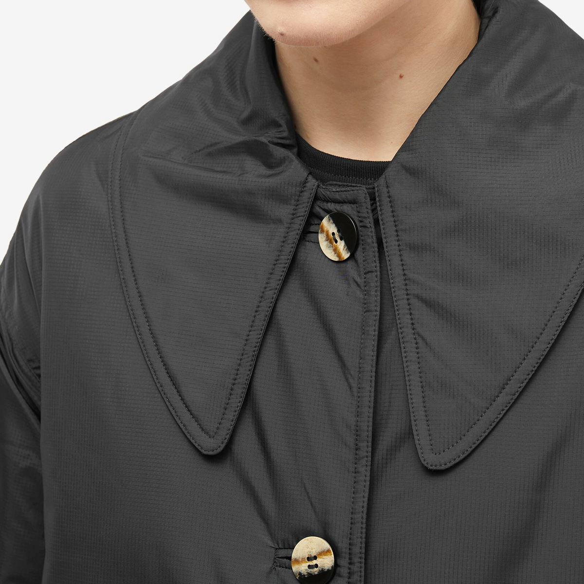 GANNI Women's Ripstop Quilt Reversible Coat in Black GANNI
