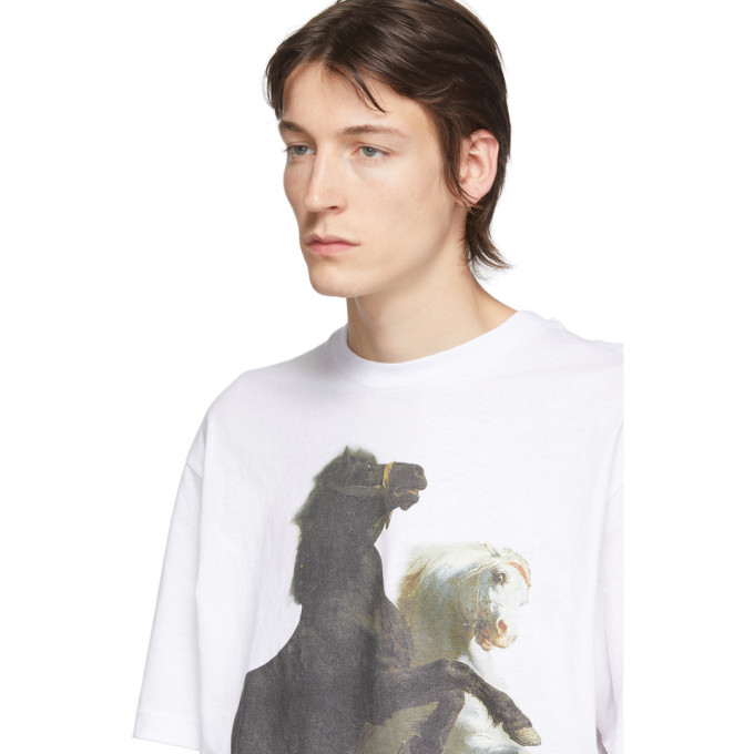 Acne Studios White Horse-Print T-Shirt Acne Studios