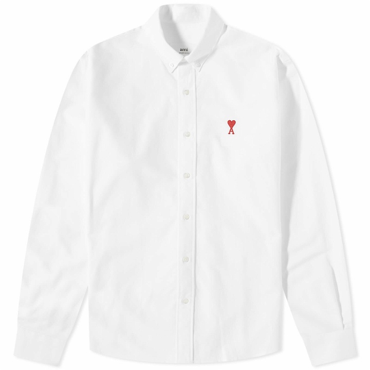 Photo: AMI Men's Heart Button Down Oxford Shirt in White