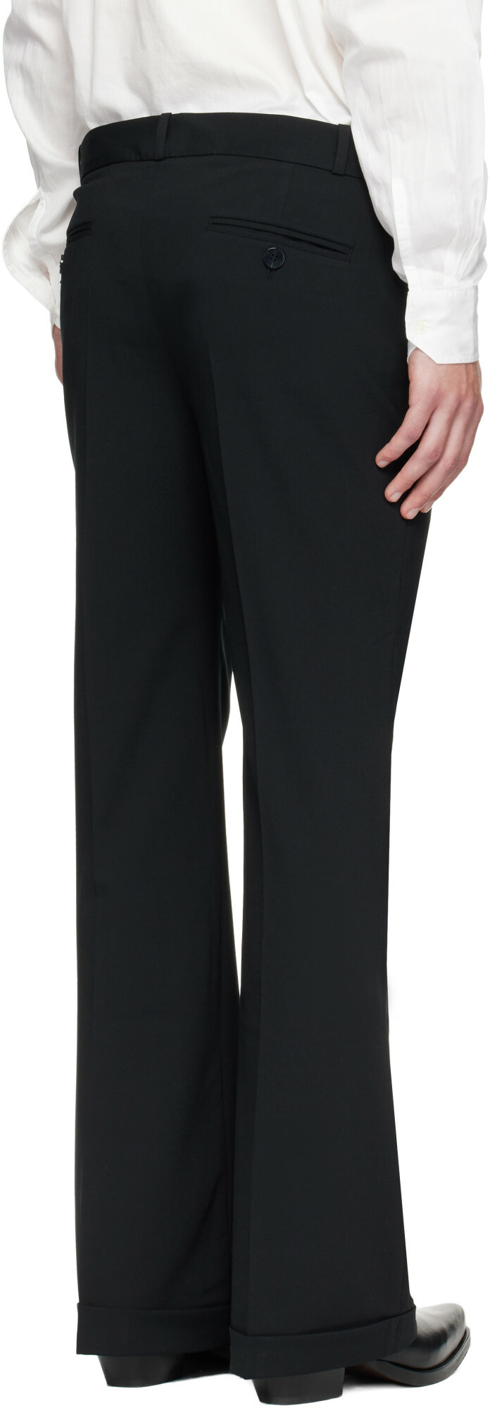 Ernest W. Baker Black Cuffed 70's Trousers