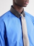 TOM FORD - Studded Leather-Trimmed Cotton-Poplin Shirt - Blue