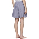 Tekla Blue and Brown Striped Pyjama Shorts