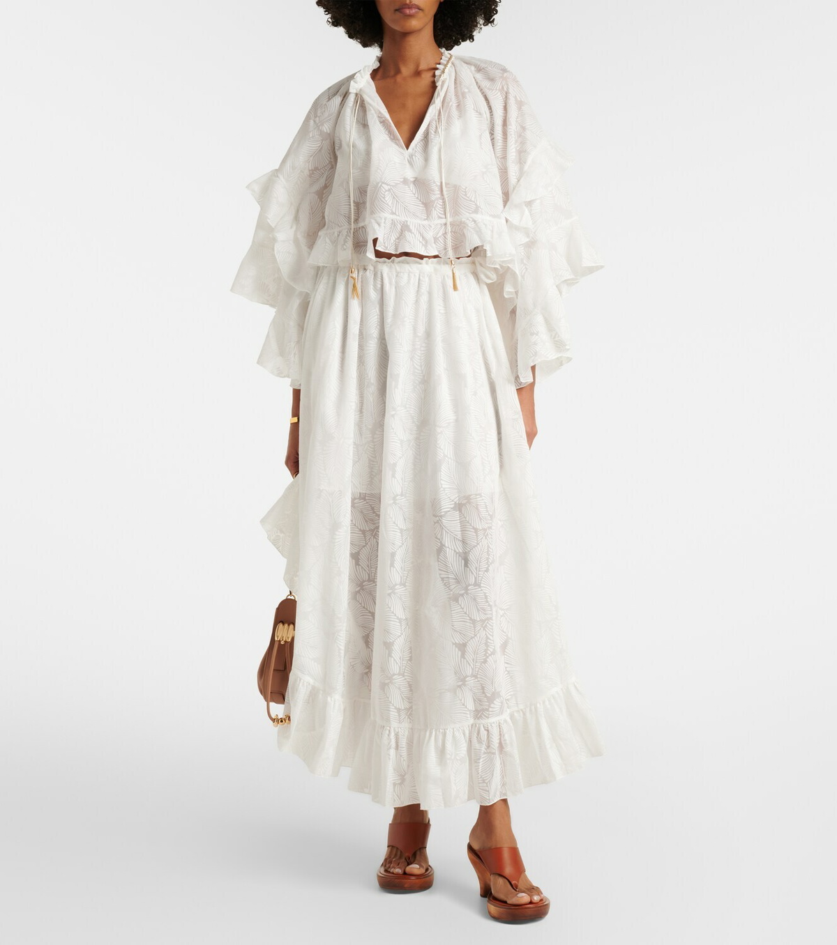 Zimmermann Daylight ruffled cotton-blend maxi skirt