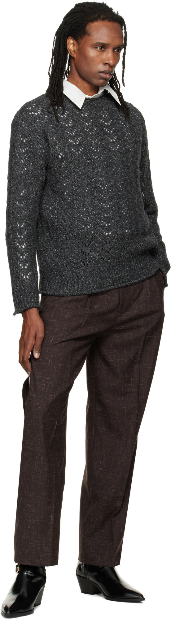 NULLUS Gray Eyelet Sweater
