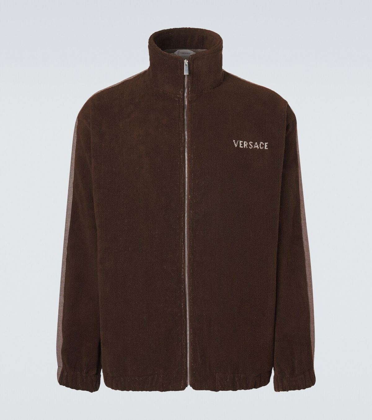 Versace Logo cotton terry zip-up sweatshirt